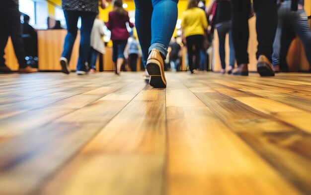 Group of office employees wlaking at coworking center Business with motion blur background