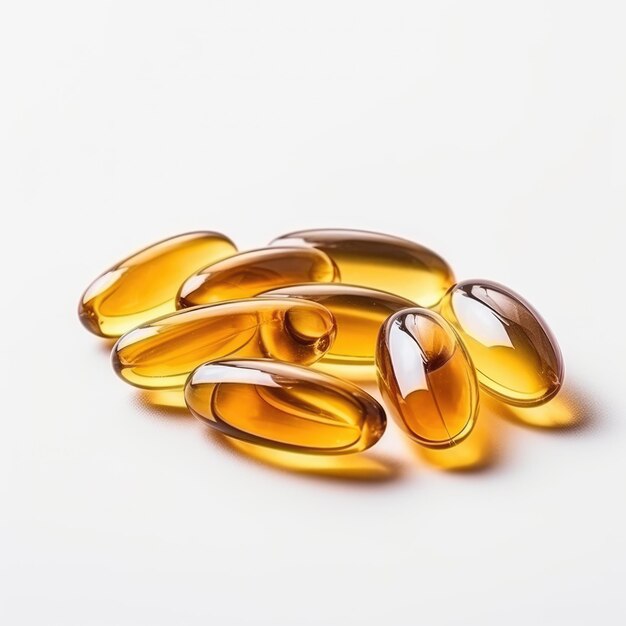 A group of Omega 3 capsules