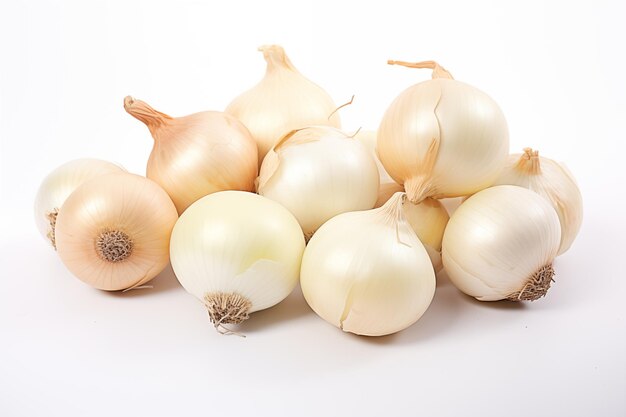 group of onion on isolated white background