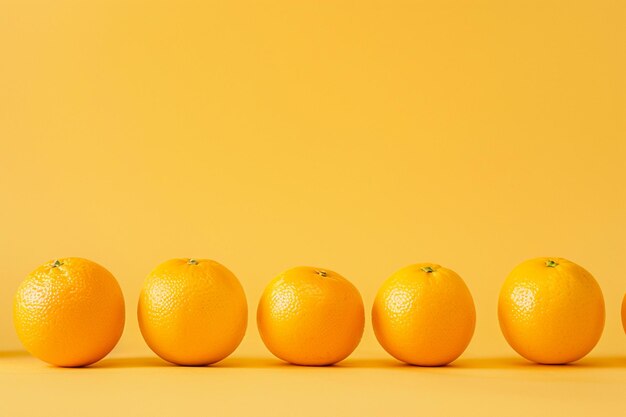 Photo group of oranges in a row on orange