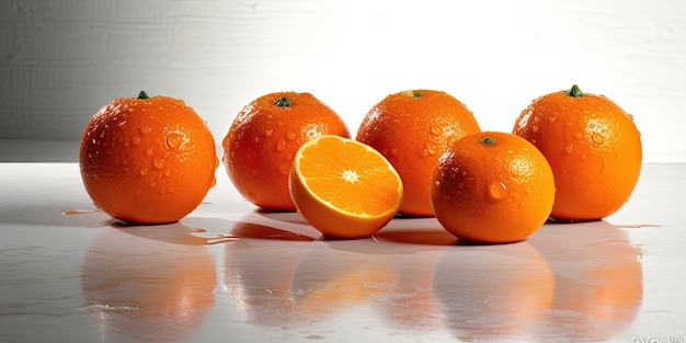 Photo a group of oranges with one half of it