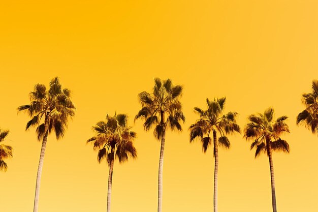 Photo a group of palm trees against a yellow background