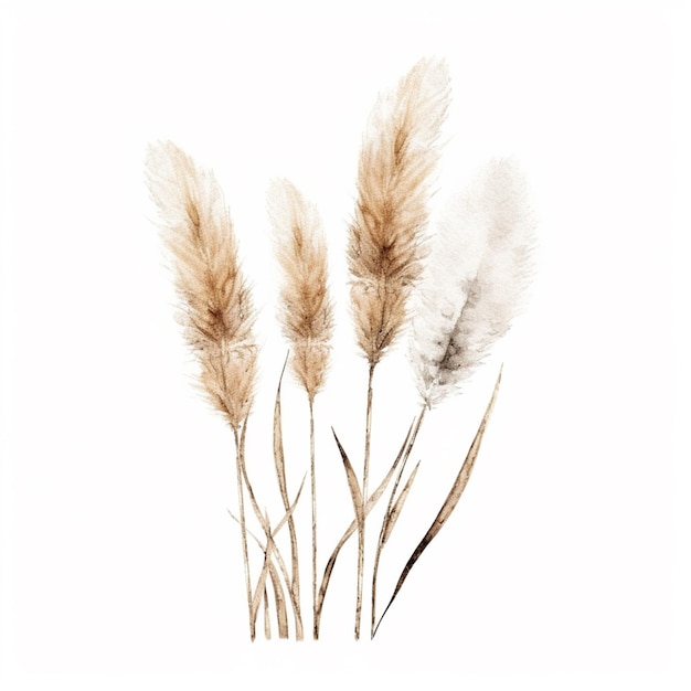 A group of pampas grass with a white background.