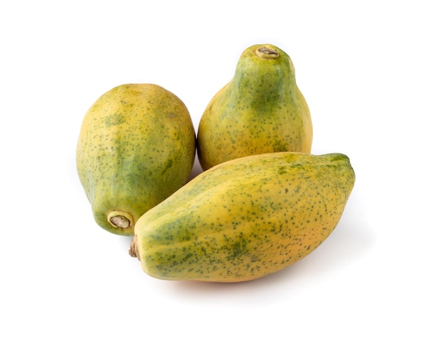 A group of papayas isolated over white background