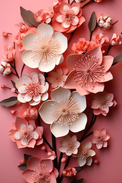 A group of paper flowers