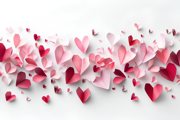 Photo a group of paper hearts on a white surface