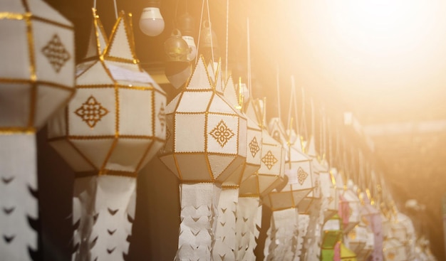 Group of paper latern in thai temple