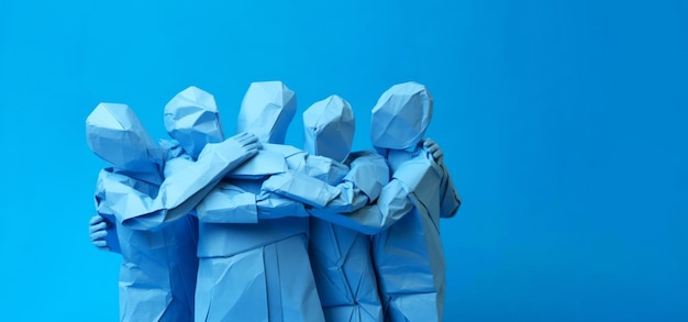 A group of paper people coming together community and friendship concept