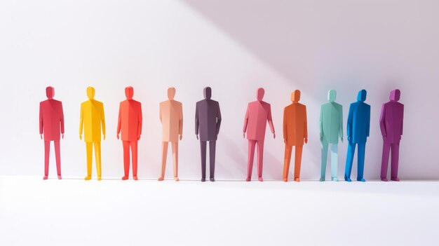 A group of paper people standing next to each other