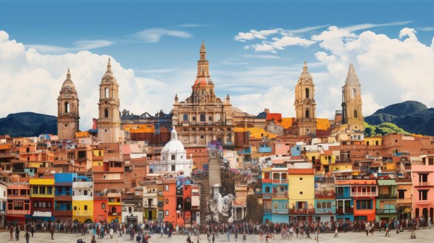 A group of people admiring the beautiful cityscape of Colombia