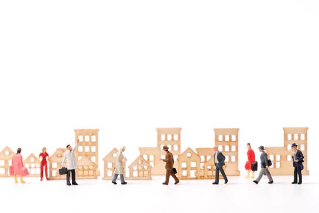 Photo group of people against white background