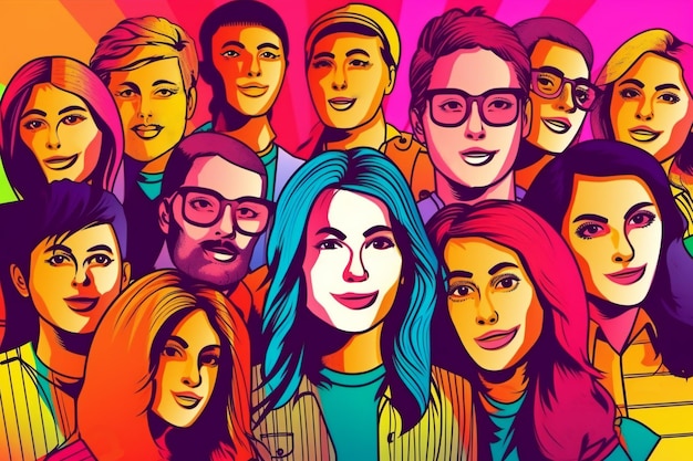 Group of people AI generated illustration