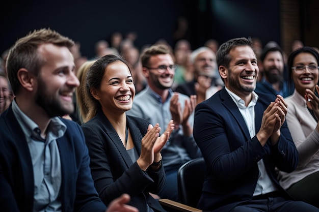 A group of people applauding and clapping