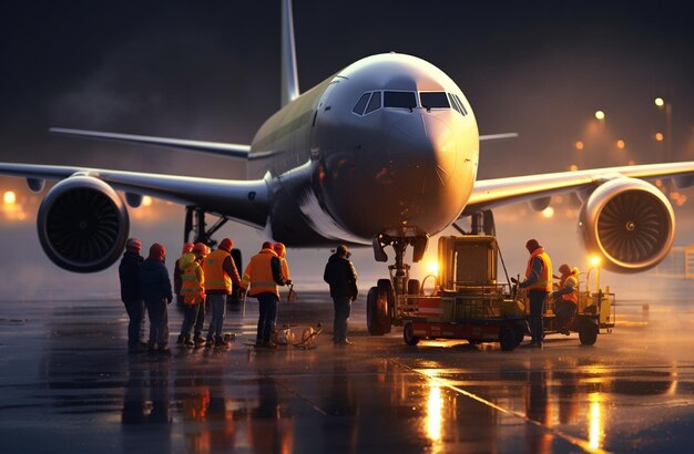 a group of people are boarding a plane on the runway in the style of meticulous photorealistic