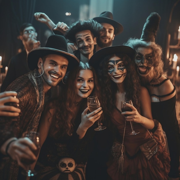 a group of people are posing for a photo with a candle in their hand.