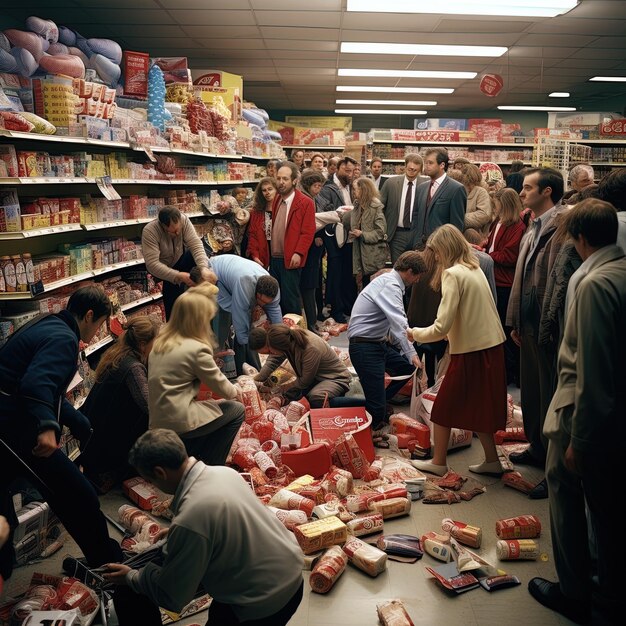 a group of people are shopping in a store with a sign that saysdo not eat