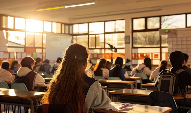Photo a group of people are sitting in a classroom