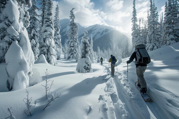 Photo a group of people are skiing in the snow