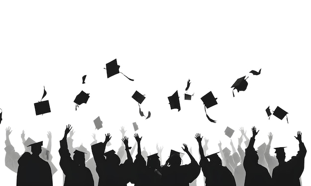 Photo a group of people are throwing their hats up in the air