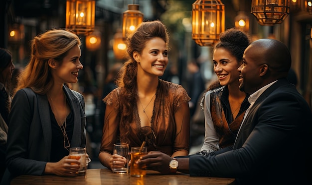 Group of People Around Wooden Table