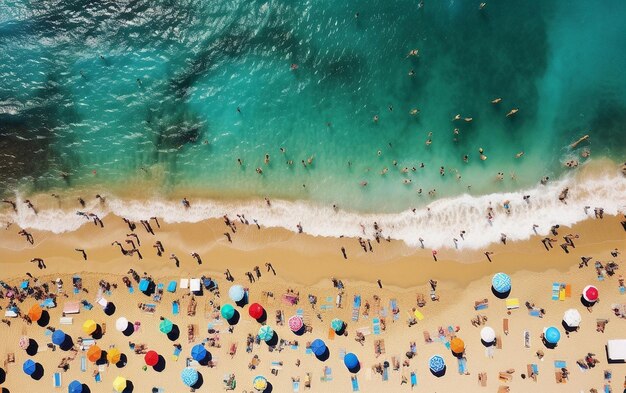 A group of people on the beach having fun