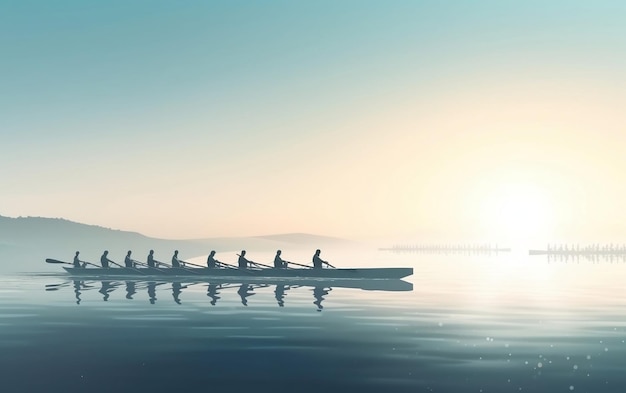 Photo a group of people in a boat on a lake