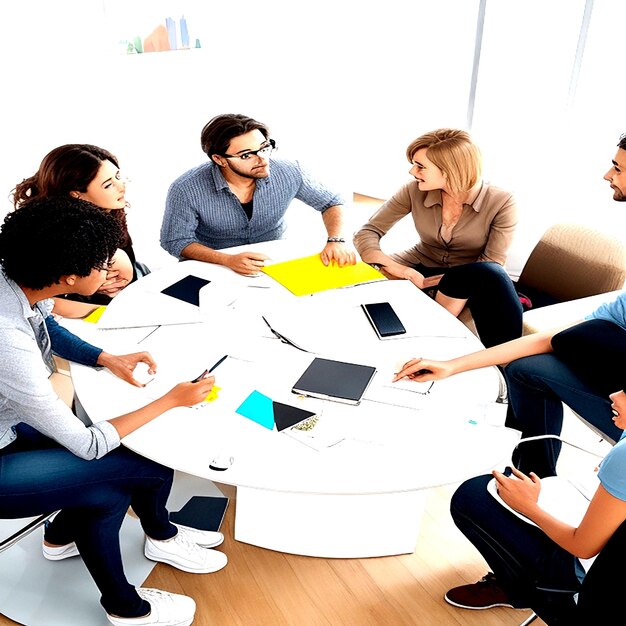 Group of people brainstorming meeting ai generated