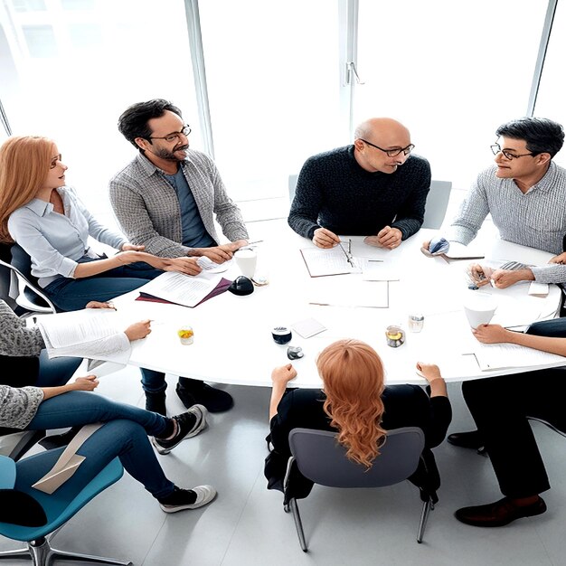 Group of people brainstorming meeting ai generated