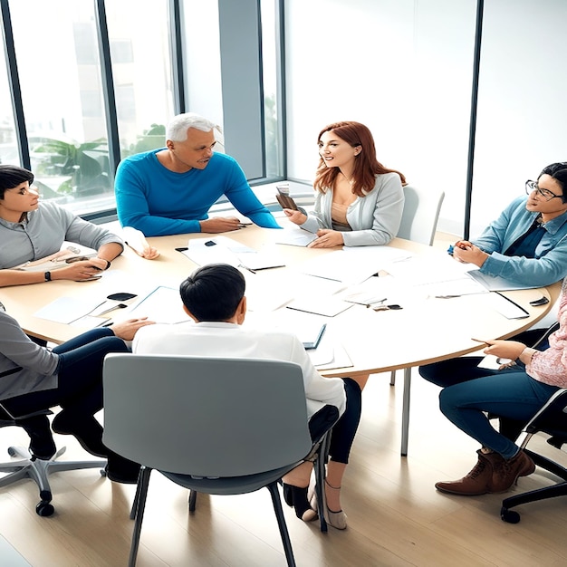 Group of people brainstorming meeting ai generated