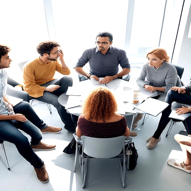 Group of people brainstorming meeting ai generated