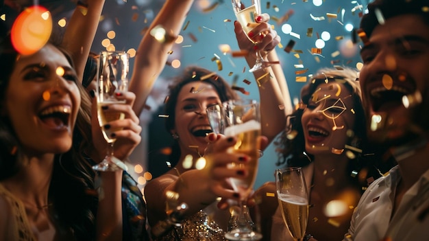 a group of people celebrating at a party