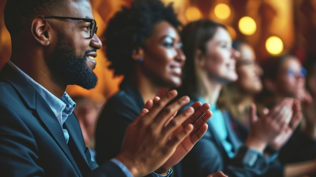 Photo a group of people clapping in unison