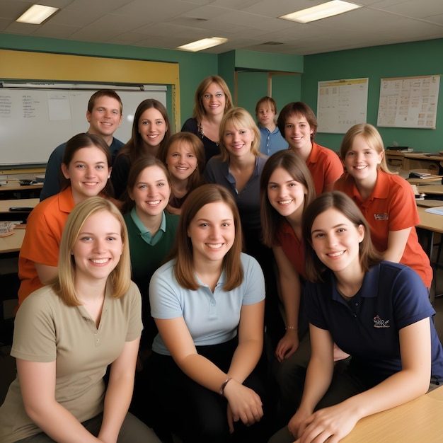 Photo a group of people in a classroom