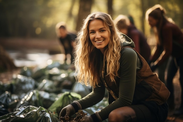 プラスチック AI を収集する人々のグループ