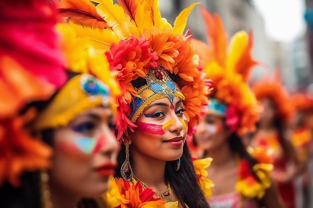 A group of people in colorful costumes at a carnival