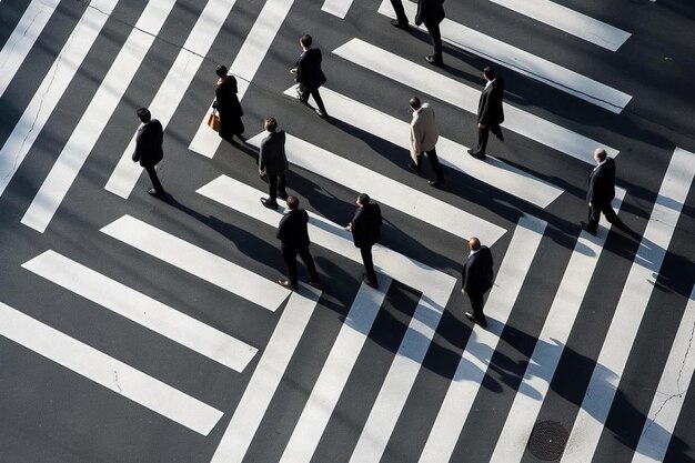 Photo a group of people crossing a crosswalk in a crosswalk