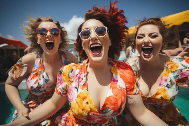 Group of people dancing on the beach