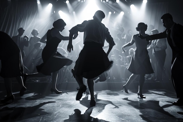 A group of people dancing on a dance floor