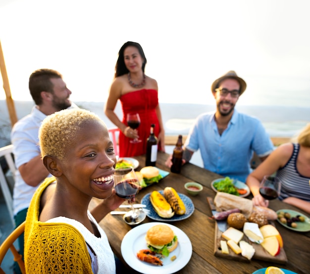 Group Of People Dining Concept