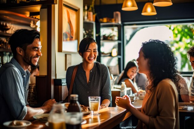 group of people engaged in a lively conversation