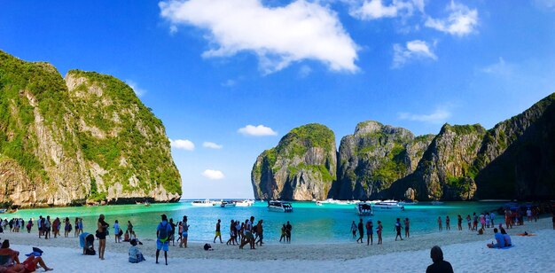 Group of people enjoying at beach