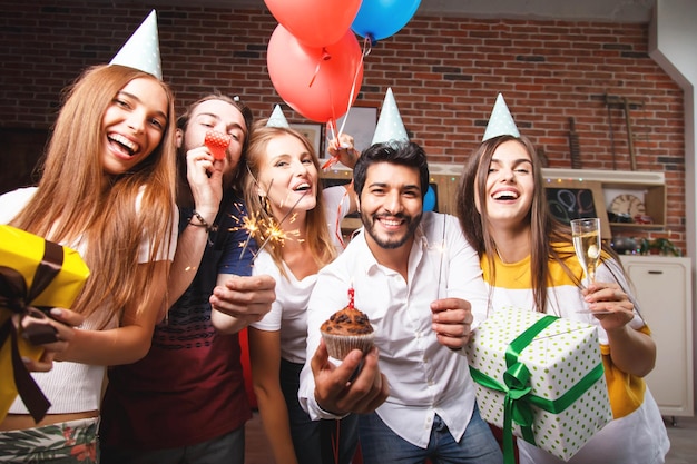 Group of people enjoying party and