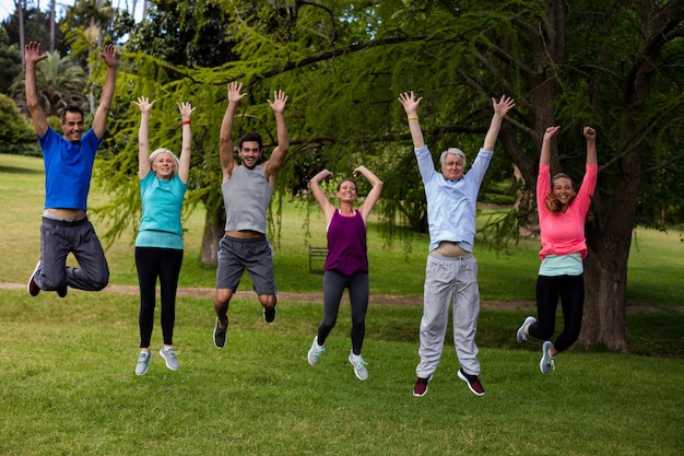 Group of people exercising together
