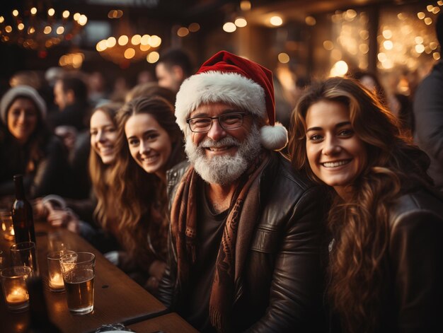 Photo group of people family outing at nightclub party celebrating new year countdown event good vibes