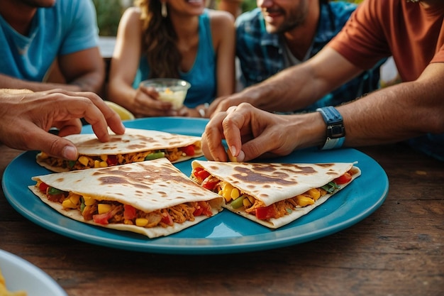 A group of people at a food truck en