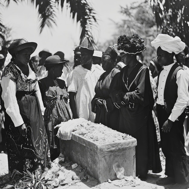 A Group of People Gathering Around an Ancient Stone Box