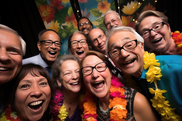 Foto un gruppo di persone che posano felicemente per una foto