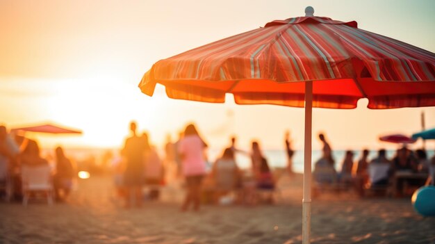 Group of people having fun at a beach party