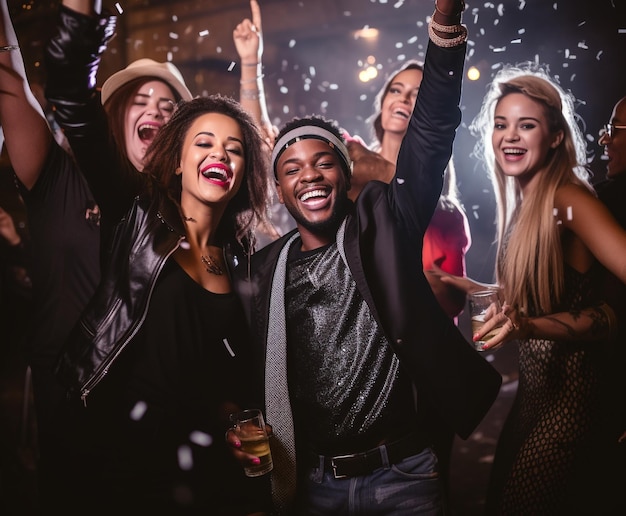 Photo group of people having fun in a nightclub