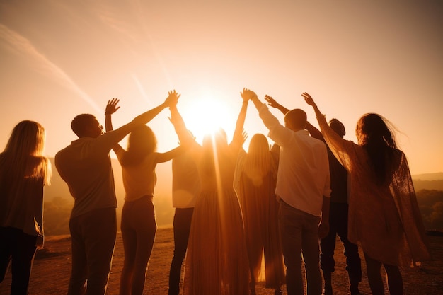 a group of people holding hands forming a circle of support Generative ai